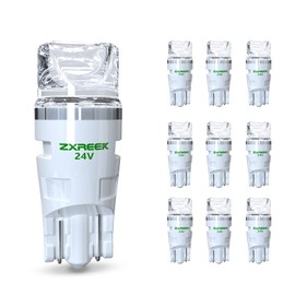 ZXREEK T10 LED 24V Position Lamp Set of 10 White W5W 194 168 Ceramic LED High Brightness Truck Car Indoor Light License Plate LED 1.5W 150LM 6500-7000K White 2835 Elements 3pcs Diffused Lens T10 LED Room Lamp/Side Turn Signal/License Plate / Position LED