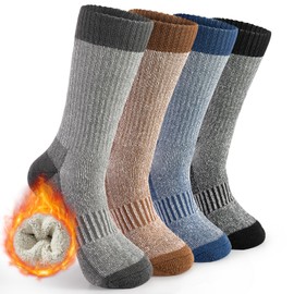QonLou Mens Socks Thermal Socks Mens 9-12 Multipack - Thick Wool Socks Boot Socks Warm Winter Socks for Work Walking