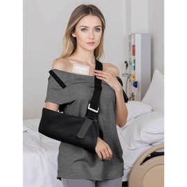 Post Shoulder Surgery Shirts for Women- Short Sleeve-Full Snap-Open Arm Shoulder Recovery Clothing Chemo Clothing (US, Alpha, Medium, Regular, Regular, Dark Grey（45）)