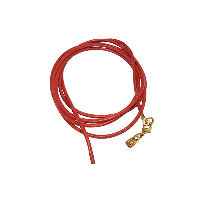 Unbespielt Leather Cord Necklace Red Lobster Clasp Gold-Coloured 1 m