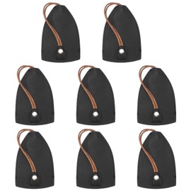 PATIKIL Car Key Case, 8 Pcs PU Leather Key Pouch Key Fob Holder Pull Out Keychain Bag Sleeve for Car Home Office Keys, Black