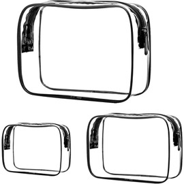 Clear Makeup Bag Travel Toiletry Bag Travel Toiletries Bag, 3Pcs Cosmetic Makeup Bags TSA Approved Clear Travel Toiletry Bag,PVC Waterproof Clear Toiletry Bag,Clear Makeup Bag Toiletries Travel Bag