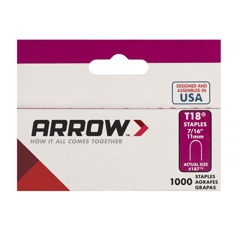 Arrow Fastener 187 Genuine T18 Staples, 7/16 Inch Leg Length,