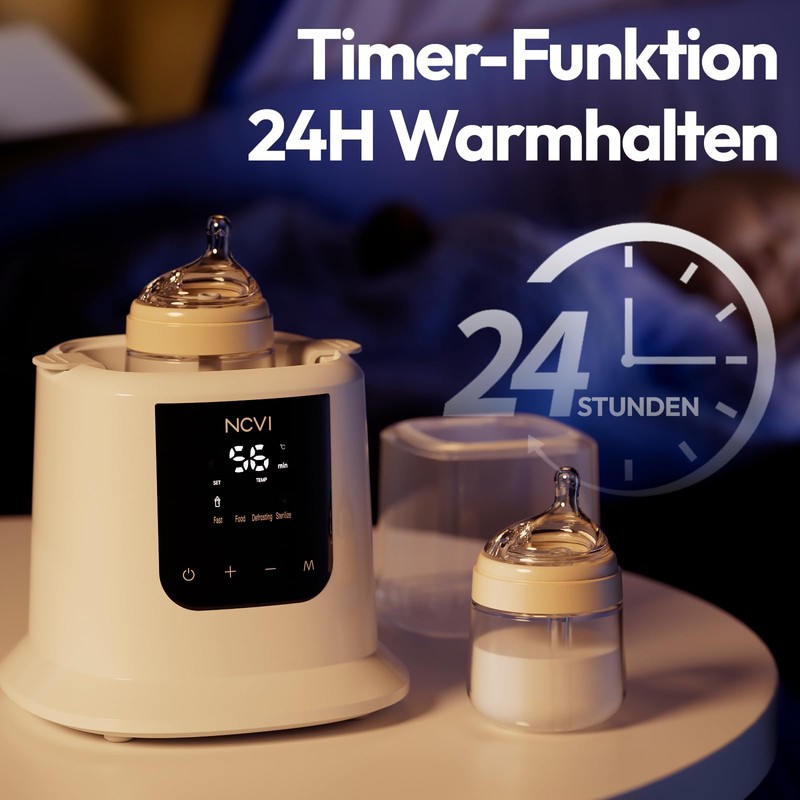 NCVI Baby Bottle Warmer, Quick Heating with LCD Display, Defrost