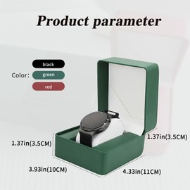 FuninCrea Simple PU Leather Watch Box Watch Storage with Removable Watch Cushion for Women and Men, Watch Storage Box Watch Holder for Watches, Smartwatches, Bracelets, black, Classic