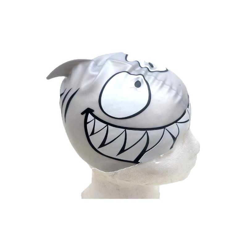 B2A Silver Shark Swim Cap for children