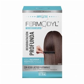 FERMODYL - Rehidratación Profunda. Con ácido láctico y vitamina E. Tratamiento capilar de 6 ampolletas de 10ml