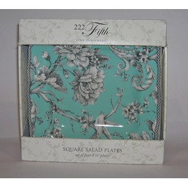 222 Fifth Adelaide Turquoise Salad Plates, Set of 4, Square