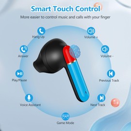 Awaiymi 2 Pack Cute Kids Earbuds Wireless Waterproof 36H Playtime Adults Kids Earbuds Bluetooth 5.3 Touch Control Adults Kids Ear Buds with Charging Case, Adults Kids Wireless Earbuds for Gifts