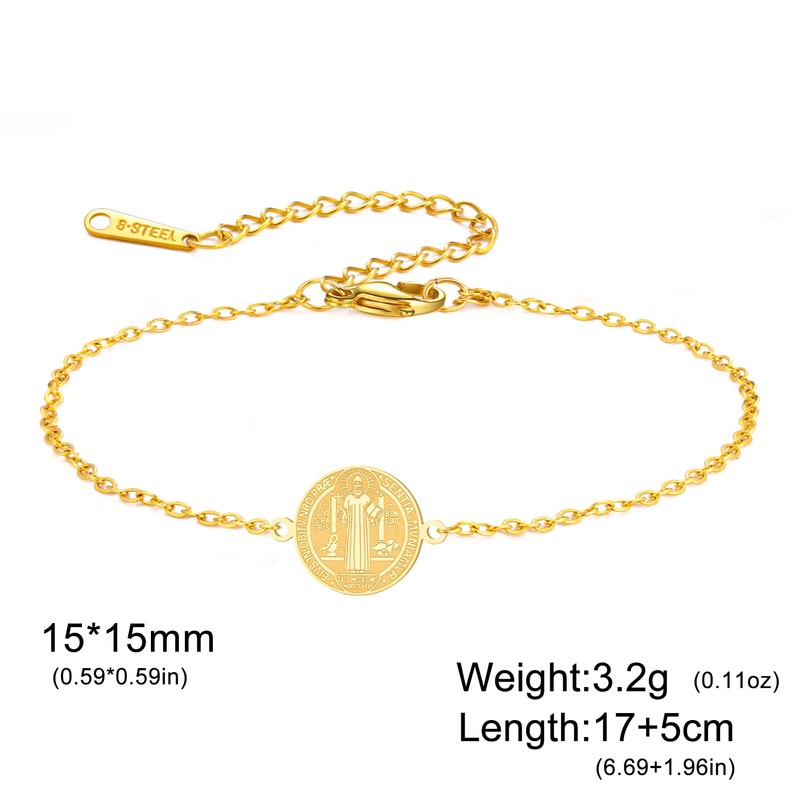 Saint Benedict Bracelet Stainless Steel Exorcism Medal Adjustable Chain Bracelet