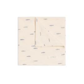 Colored Organics Baby Organic Cotton Swaddle - Infant Receiving Blanket - Fish/Marino + Rain