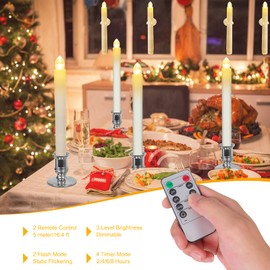 Koncifun Window Candles 12 Pack Battery Operated Candles with Timer Flameless Candles with 2 Remote Controls Christmas Window Lights Silver Flickering Candles for Christmas Decorations