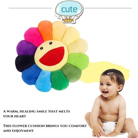 17" Sunflower Flower Plush Pillow,Smile Face Cushion Colorful Home Bedroom Decor