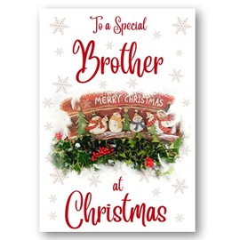 Second Ave Brother Christmas Red Holly Snowman Xmas Holiday Festive Greetings Card