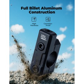 KEMIMOTO Billet Aluminum 10MM 7/8" Motorcycle Handlebar Mirror Mount Clamps, Black Handlebar Holder Adaptor for Motorcycles ATV Scooter 2 Pack