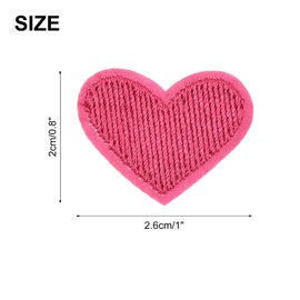 MECCANIXITY Solid Rose Red Small Heart Patch Appliques Embroidered Patches Garment DIY Embellishments 2.6x2cm/1x0.8 Inch for Vest Clothes Backpacks Hats, DIY Crafts Caps, Pack of 24