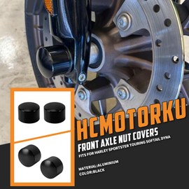 HCmotorku Motorcycle Axle Nut Cover Front Axle Cover Cap Nut Harley Sportster Head Bolt Cover 883 1200XL Dyna Touring Softail 2008-2024 Black