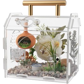 YUEHUA Acrylic Terrarium Clear DIY Terrarium Box with Front Door - House Shape Habitat Acrylic Enclosure for Insects, Spiders, Snails - 15 x 12 x 14 cm