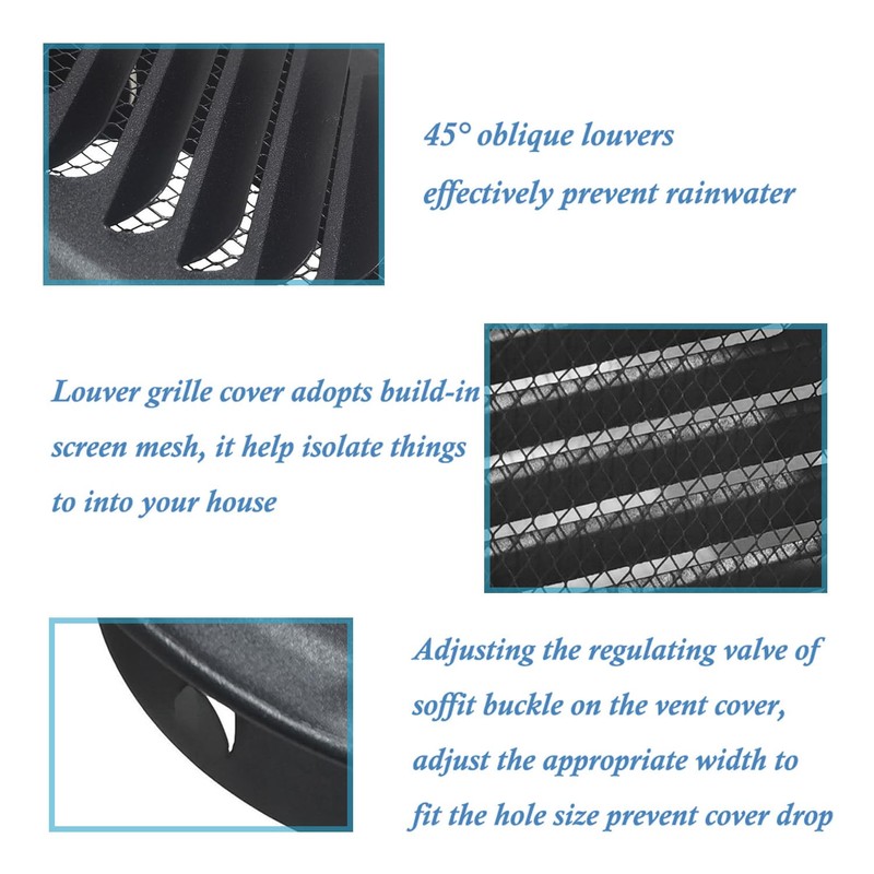 8 Inch Black Stainless Steel Vent Cover, Round Air Vent