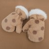 JIAHG Womens Girls Fluffy Polka Dot Mittens Gloves with String