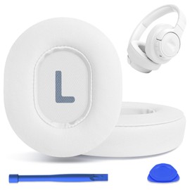 almohadillas para orejas de repuesto para auriculares inalámbricos JBL Tune 700BT, 710BT, 720BT, 750BTNC, 760NC, 770NC, almohadillas para orejas de oído, piezas de reparación de fundas (blanco)
