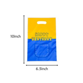 Anmifa 30PCS Cartoon Candy Gift bags Yellow Blue Mark Party Treat Bags for Big Eyes Birthday Party Decorations