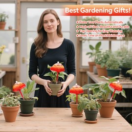 EaseInstall Self Watering Planter Insert Set of 3 - Large Plant Watering Globes for Indoor & Outdoor Plants - Automatic, Glass Watering Bulbs for Daily Use, Plant Watering Devices (Red Rainbow)