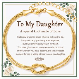 Daughter Gifts from Mom, Daughters Knot Bracelet Jewelry Mothers Day Birthday Christmas Gifts for Adults Daughter Teens
