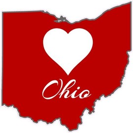 U.S. Custom Stickers Ohio Heart State Shaped Sticker 7 Inch