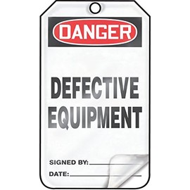 Accuform MDT122LTP HS-Laminate Safety Tag, Legend "Danger DEFECTIVE Equipment", 5.75" Length x 3.25" Width x 0.024" Thickness, Red/Black on White (Pack of 25)