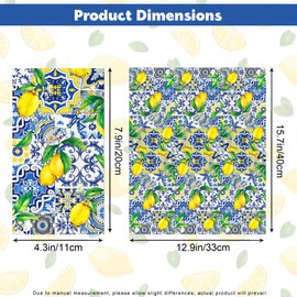 Ysqool 20 Pcs Lemon Napkins, Blue and Yellow Tile Lemon Disposable Guest Towels, Summer Fruit Napkins Decorative Paper Hand Towels for Bathroom Bridal Baby Shower Birthday Wedding Party Decorations
