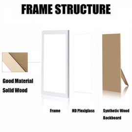 A4 Photo Frame, A4 Frame Wooden Picture Frame with Clear Perspex Front, 21cm x 29.7cm Certificate Frame Poster Frame for Table Top and Wall Mounting, White