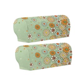 Qehuruxo Hippie Flowers Chair Arm Covers Couch Arm Rest Cover Sofa Recliner Armchair Arm Protector Cover Cats Dogs Scratch Resistant Armrest Slipcover Reclining Furniture Decor