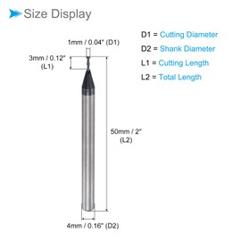 CoCud Square Nose End Mill 1mm x 3mm Cutting 4mm Shank AlTiN Plated P05 Carbide 2 Flute CNC Router Bits (Application: For Milling Stainless Steel Hardened Steel) 2 Pieces