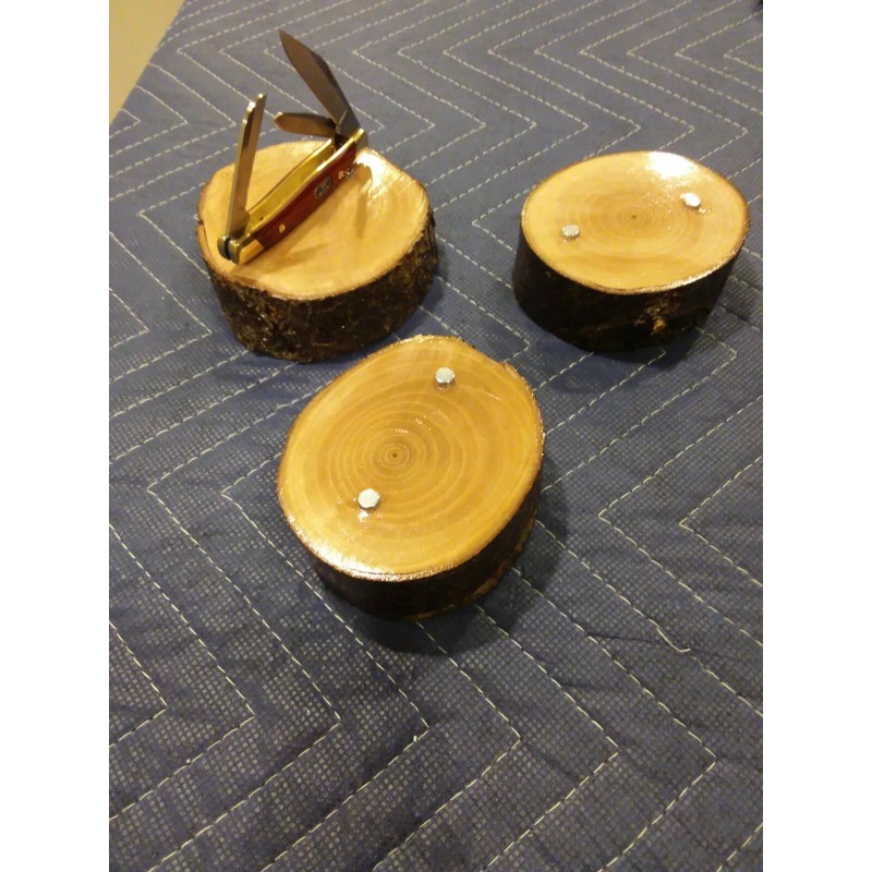 2-- KNIFE DISPLAY STANDS, SOLID PEAR WOOD