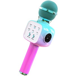 FDY Wireless Bluetooth Karaoke Microphone,LED Portable Handheld Karaoke Mic Speaker for All Smartphones PC,Suitable for Kids and Adults Family Gathering,Birthday Party,Gift-Q8Max Gradient Blue