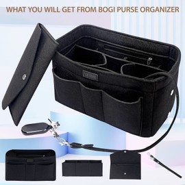 BOGI Purse Organizer Insert for Handbags,Felt Bag organizer,Bag Organizers Inside,Bag Tote Shaper Women Girls Fit Speedy Neverfull,Tote, Handbag (Medium, Black)