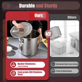 YPCDTL01 3.17Gal 304 Stainless Steel Airtight Canister,Metal Bucket Large Stainless Steel Canisters - Locking Clamp & Airtight Lids - Dog Food/Bird Seed/Coffee Storage Container