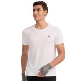 SENBWL Pickleball T Shirts for Men Moisture Wicking Quick Dry Fit Athletic Tech Short Sleeve Running Sport Gym Workout T-Shirts 86022 White XL