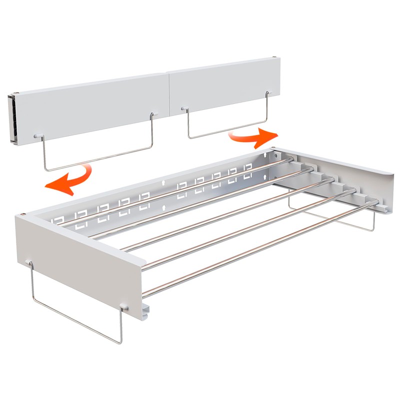 SKIKEN Wall Mounted Hidden Clothes Drying Rack - Pull-Out Laundry