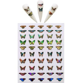 Sticker Set of 9 Butterfly/Butterfly Nail Art Laser Color Butterfly Sticker Set Summer Autumn Nail Decal Design Nail Art Manicure Back Glue Decal Decoration Tool Cute Stickers Fashionable