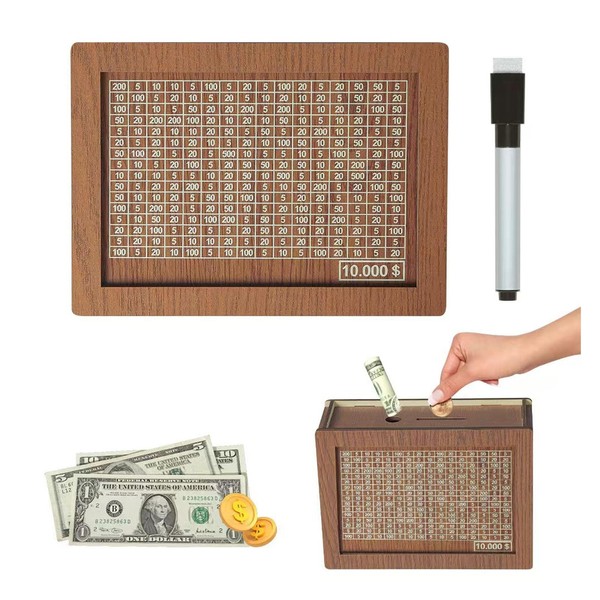 AEIMIAIDE Cash Vault Wooden Savings, Box with Counter, Cash Saver