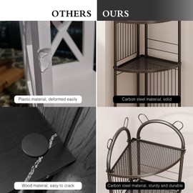 Corner Bathroom Shelf Metal Short Corner Stand Shelf Black Bathroom Stand Small Bathroom Storage Corner Shelf Unit for Toilet Shower Room 3 Tier