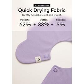 Konny Baby Bib 5-Piece Set, Reversible 360° Rolling Bib, Absorbent, Quick Drying, Simple, Girls, Boys, Baby Coordination, Petal Shape, Baby Shower, Stylish, Present, Set 6 (Black, Charcoal, Grid, Navy