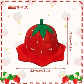 DIFEIUKI Strawberry Cap, Headwear, Cute, Fluffy, Party Hat, Fruit, Hat, Funny Goods, Cosplay, Costume, Christmas, Photo Shoots, Celebrations, Beautiful Photo Props, For Adults and Kids, 21.7 - 23.6