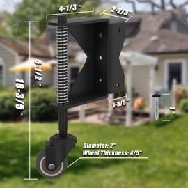 Lygoeege 2Inch Gate Wheel, 90lbs Capacity, Spring-Loaded Absorbing Solid Rubber Tire for Wooden/Fence Gate, with Screws & Screwdriver (1, Black Suit Right)