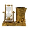 Music-Themed Pencil Holder with Hourglass, Resin Desktop Organizer for Office