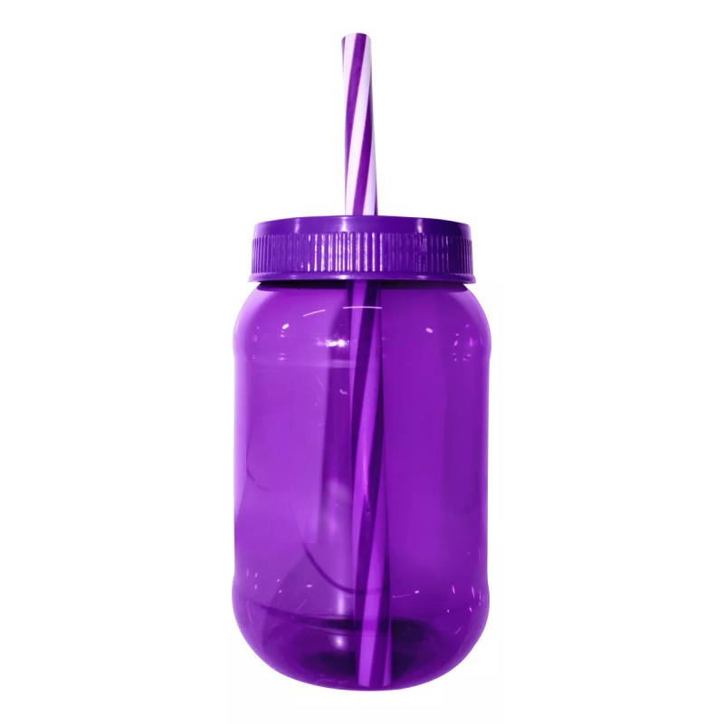 Termo Cilindro Jar Reusable Termo Neón Popote 50 Piezas 500ml