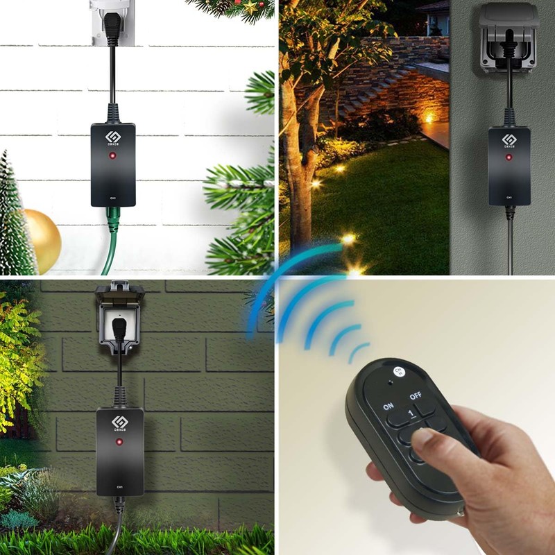 OSKOS Outdoor 3 Pack Outlets with Wireless Remote Control, 0.5ft
