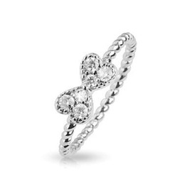 Bungsa Middle Ring Heart Bow with Stone Toe Ring Silver (Toe Ring Foot Jewellery Foot Ring Toe Ring Nail Ring Centre Ring Nail Ring Bendable Adjustable), Brass, Crystal